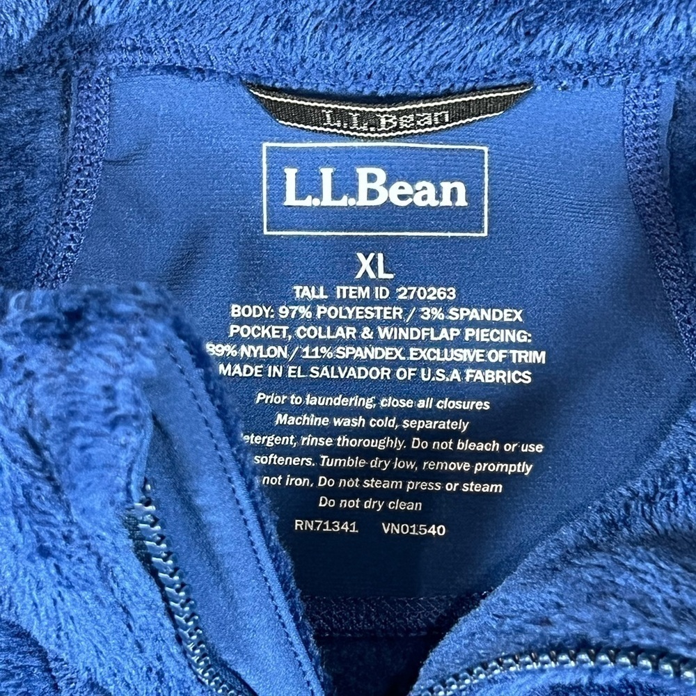 Men’s XL L.L. Bean Blue Sherpa Synchilla Fleece Full Zip Jacket EUC C25 - Picture 6 of 11